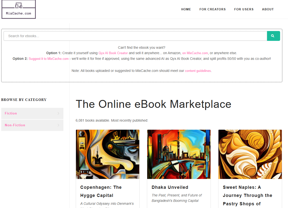 MixCache.com Homepage Screenshot